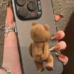 1 pièce Étui de protection antichoc en TPU noir avec graphique d'ours unique "Grope Butt" compatible avec iPhone 16/15/14/13/12/11 Pro Max et autres téléphones