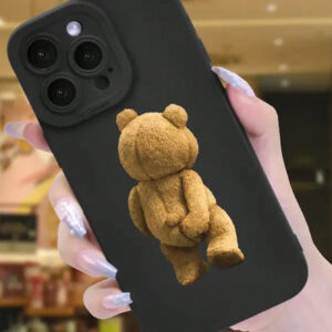 1 pièce Étui de protection antichoc en TPU noir avec graphique d'ours unique "Grope Butt" compatible avec iPhone 16/15/14/13/12/11 Pro Max et autres téléphones