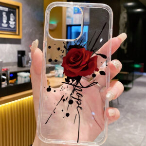 Coque de téléphone à motif de fleur de rose, design éclaboussure de rose, style artistique, choix tendance, coque de téléphone artistique transparente, compatible avec iPhone et Galaxy, Série iPhone 11/13/14/15/16, Galaxy A23 5G