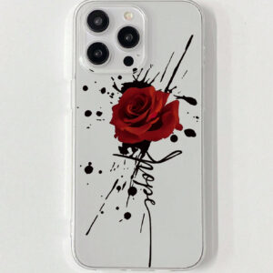 Coque de téléphone à motif de fleur de rose, design éclaboussure de rose, style artistique, choix tendance, coque de téléphone artistique transparente, compatible avec iPhone et Galaxy, Série iPhone 11/13/14/15/16, Galaxy A23 5G