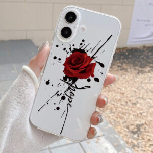 Coque de téléphone à motif de fleur de rose, design éclaboussure de rose, style artistique, choix tendance, coque de téléphone artistique transparente, compatible avec iPhone et Galaxy, Série iPhone 11/13/14/15/16, Galaxy A23 5G