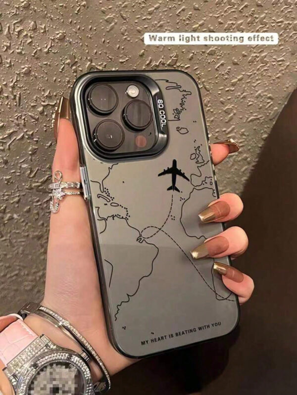 Coque de protection de base TPU au design d'itinéraire d'avion inspiré de voyage, compatible avec iPhone 15/15Plus/15Pro/15ProMax, 14/14Plus/14Pro/14ProMax, 13/13Pro/13ProMax, 12/12Pro/12ProMax, 11/11Pro Max, 7/8, X/XS - Samsung S24 U.S23 Durable, anti-poussière, élégant – Image 3