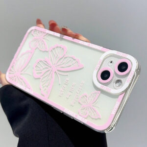 1 pièce Étui de téléphone transparent avec motif de papillon rose personnalisé, compatible avec iPhone