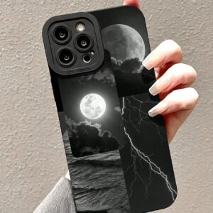 1 pièce Coque de téléphone TPU noire avec protection de l'appareil photo compatible avec iPhone, anti-chute, design bicolore noir/blanc