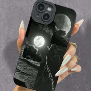 1 pièce Coque de téléphone TPU noire avec protection de l'appareil photo compatible avec iPhone, anti-chute, design bicolore noir/blanc