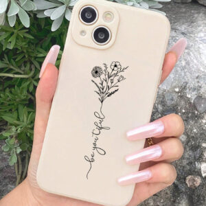 Coque de téléphone transparente avec motif floral pomme