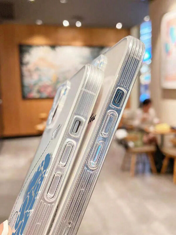 1 pièce Étui de téléphone transparent avec trou précis compatible avec Apple iPhone 6, 6 Plus, 15 Pro Max, avec motif de carte de cœur et d'avion pour les couples – Image 8