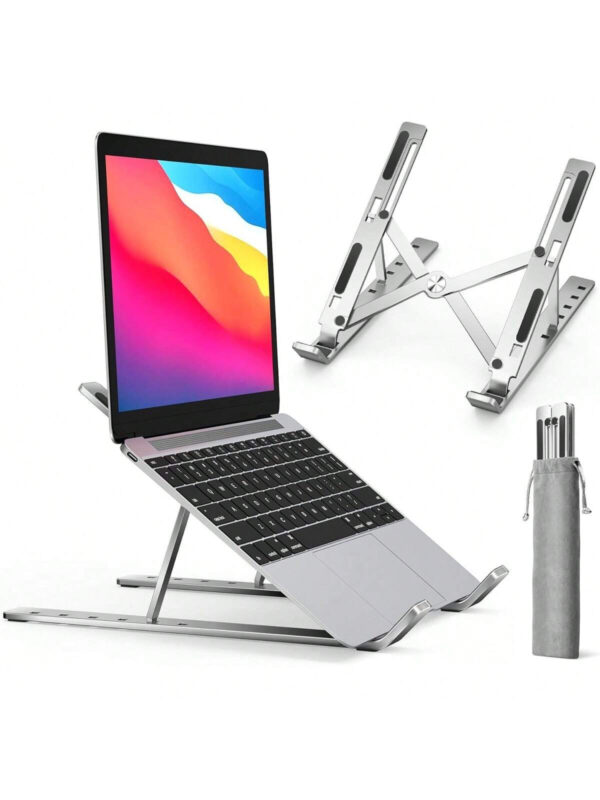 Support de bureau réglable 10 - 10-15,6 pouces, support portable pliable en ABS + silicone pour ordinateur portable, support pour ordinateur portable ergonomique et de refroidissement, convient pour ordinateurs portables, tablettes, smartphones – Image 3