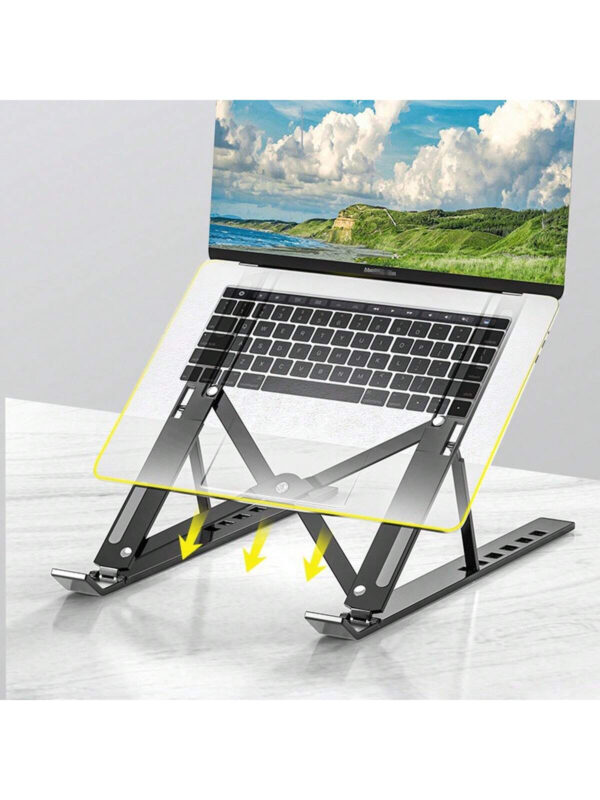 Support de bureau réglable 10 - 10-15,6 pouces, support portable pliable en ABS + silicone pour ordinateur portable, support pour ordinateur portable ergonomique et de refroidissement, convient pour ordinateurs portables, tablettes, smartphones – Image 6
