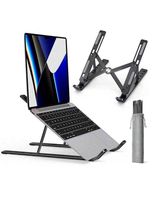 Support de bureau réglable 10 - 10-15,6 pouces, support portable pliable en ABS + silicone pour ordinateur portable, support pour ordinateur portable ergonomique et de refroidissement, convient pour ordinateurs portables, tablettes, smartphones – Image 11