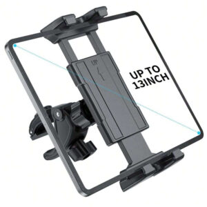 OHLPRO Support de tablette pour moto/vélo compatible avec vélo de spinning/tapis de course elliptique/vélo d'exercice/support de guidon de vélo d'exercice pour vélo stationnaire Pince Peloton d'intérieur pour iPad Pro 12.9 5-13", Galaxy Tab, téléphone, Kindle