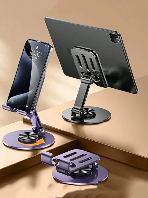 1 pièce Support universel en métal pour téléphone et tablette rotatif à 360°- Imperméable, absorbant les chocs, réglable et compact - Structure en fer robuste, rotation fluide et utilisation – Image 3
