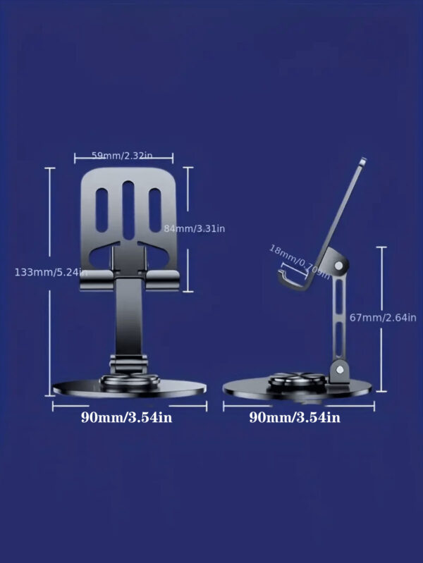 1 pièce Support universel en métal pour téléphone et tablette rotatif à 360°- Imperméable, absorbant les chocs, réglable et compact - Structure en fer robuste, rotation fluide et utilisation – Image 4