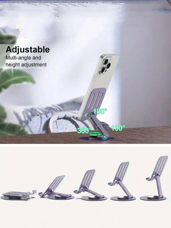 1 pièce Support universel en métal pour téléphone et tablette rotatif à 360°- Imperméable, absorbant les chocs, réglable et compact - Structure en fer robuste, rotation fluide et utilisation – Image 5
