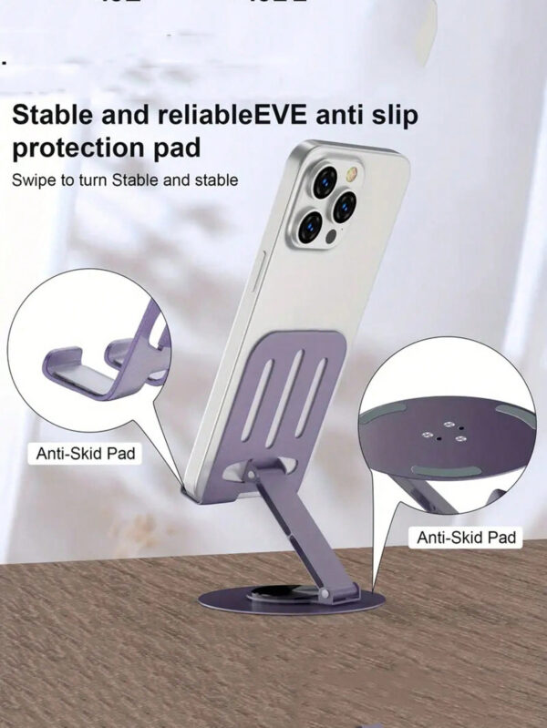 1 pièce Support universel en métal pour téléphone et tablette rotatif à 360°- Imperméable, absorbant les chocs, réglable et compact - Structure en fer robuste, rotation fluide et utilisation – Image 7