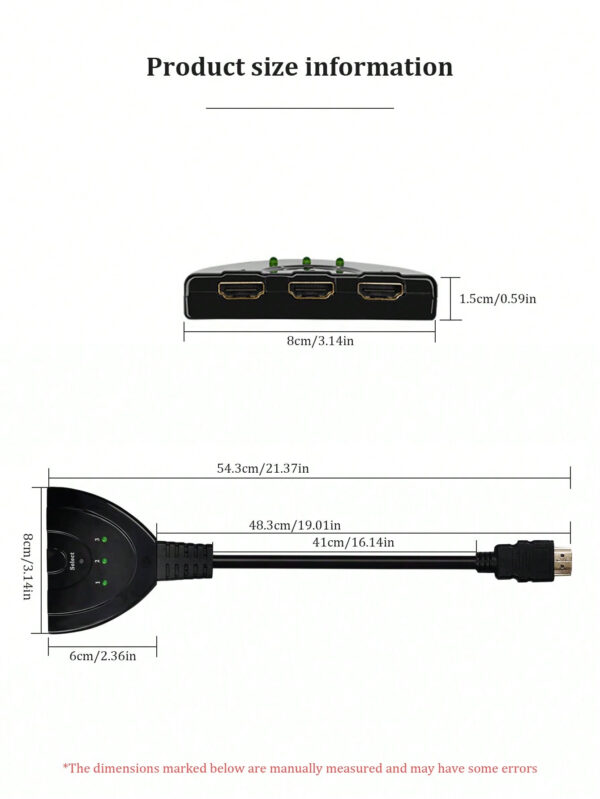 Commutateur HDMI compatible 4K 3 entrées 1 sortie, commutateur multimédia pour boîtier TV, connexion de moniteur – Image 5