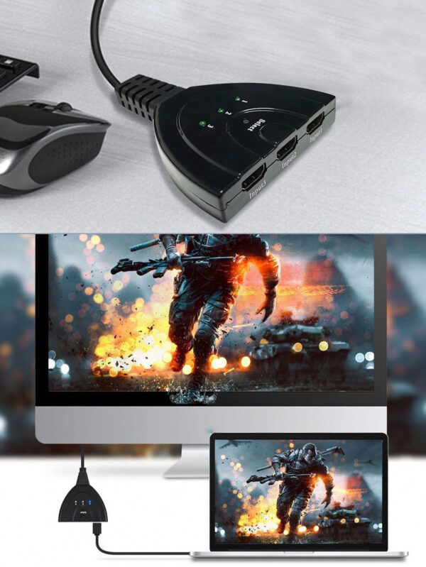 Commutateur HDMI compatible 4K 3 entrées 1 sortie, commutateur multimédia pour boîtier TV, connexion de moniteur – Image 4
