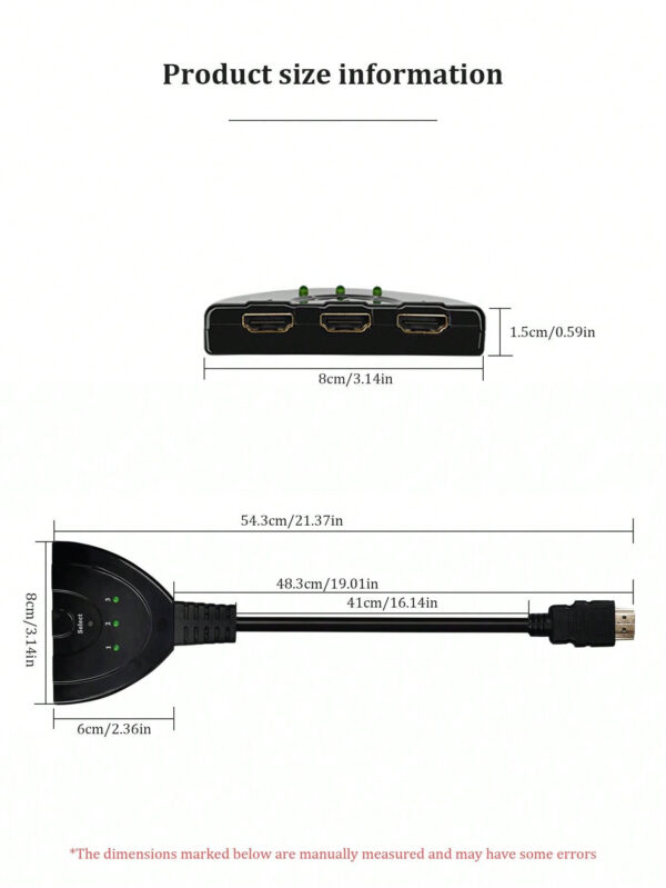 Commutateur HDMI compatible 4K 3 entrées 1 sortie, commutateur multimédia pour boîtier TV, connexion de moniteur – Image 12