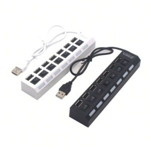 Concentrateur USB 7 ports avec LED, avec commutateur individuel. Concentrateur USB 4 ports avec commutateur individuel. Adaptateur concentrateur multiports avec interrupteur marche/arrêt. Répartiteur de charge pour PC, ordinateur portable, clé USB, téléphone, tablette, sans charge