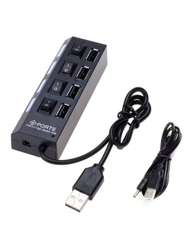 Concentrateur USB 7 ports avec LED, avec commutateur individuel. Concentrateur USB 4 ports avec commutateur individuel. Adaptateur concentrateur multiports avec interrupteur marche/arrêt. Répartiteur de charge pour PC, ordinateur portable, clé USB, téléphone, tablette, sans charge – Image 7