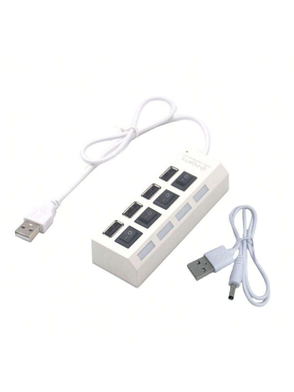 Concentrateur USB 7 ports avec LED, avec commutateur individuel. Concentrateur USB 4 ports avec commutateur individuel. Adaptateur concentrateur multiports avec interrupteur marche/arrêt. Répartiteur de charge pour PC, ordinateur portable, clé USB, téléphone, tablette, sans charge – Image 9
