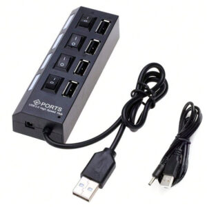 Concentrateur USB 7 ports avec LED, avec commutateur individuel. Concentrateur USB 4 ports avec commutateur individuel. Adaptateur concentrateur multiports avec interrupteur marche/arrêt. Répartiteur de charge pour PC, ordinateur portable, clé USB, téléphone, tablette, sans charge