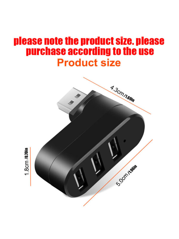 1 pièce Hub USB rotatif 2.0USB Splitter One Drag Three à convertisseur rotatif 7 fontions 3-Port multifonctionnel – Image 3