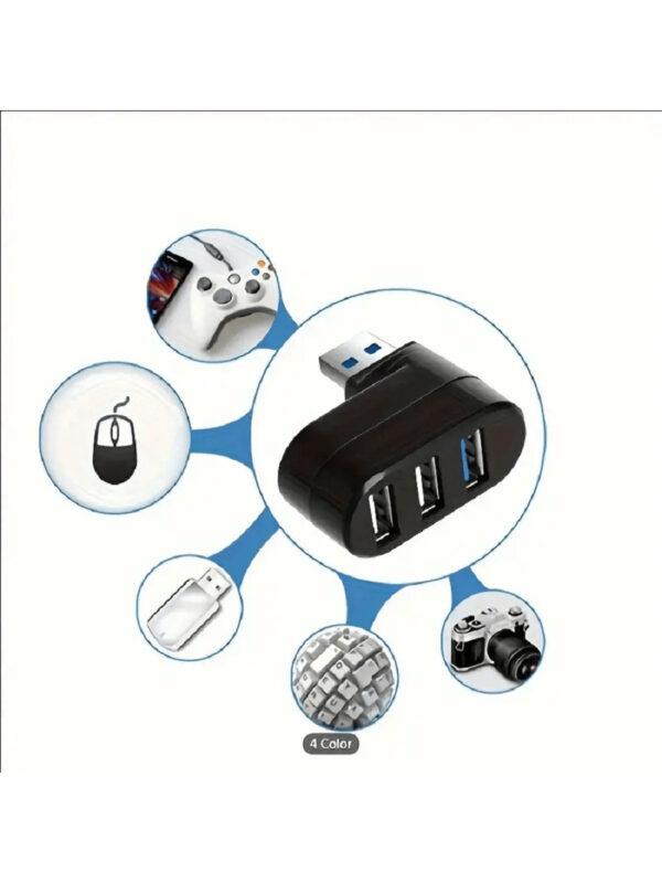 1 pièce Hub USB rotatif 2.0USB Splitter One Drag Three à convertisseur rotatif 7 fontions 3-Port multifonctionnel – Image 4