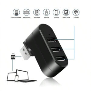 1 pièce Hub USB rotatif 2.0USB Splitter One Drag Three à convertisseur rotatif 7 fontions 3-Port multifonctionnel