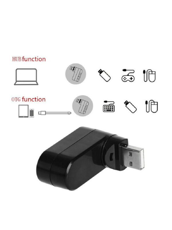 1 pièce Hub USB rotatif 2.0USB Splitter One Drag Three à convertisseur rotatif 7 fontions 3-Port multifonctionnel – Image 6