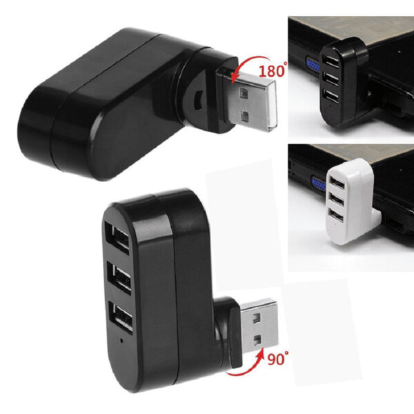 1 pièce Hub USB rotatif 2.0USB Splitter One Drag Three à convertisseur rotatif 7 fontions 3-Port multifonctionnel – Image 8