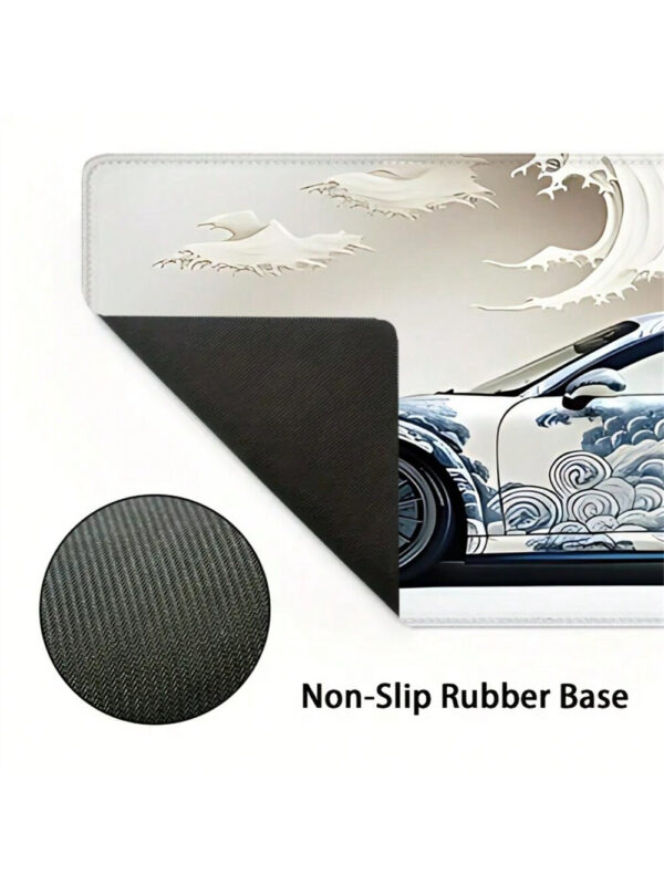 Tapis de souris de voiture de course à vague océanique - Grand tapis de bureau de jeu avec base en caoutchouc antidérapante, 35,4 x 15,7 pouces - Parfait pour les e-sports et l'utilisation au bureau Grand tapis de souris de jeu Grand tapis de souris pour bureau – Image 6
