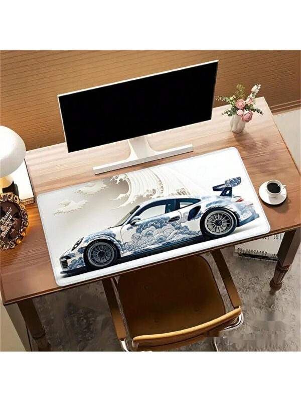 Tapis de souris de voiture de course à vague océanique - Grand tapis de bureau de jeu avec base en caoutchouc antidérapante, 35,4 x 15,7 pouces - Parfait pour les e-sports et l'utilisation au bureau Grand tapis de souris de jeu Grand tapis de souris pour bureau – Image 7
