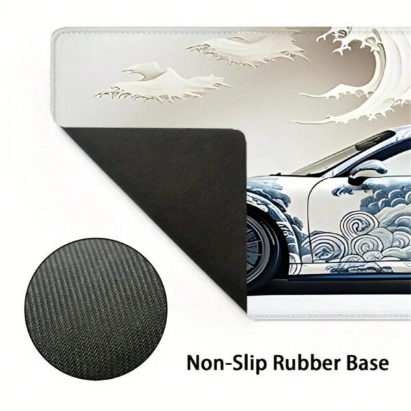 Tapis de souris de voiture de course à vague océanique - Grand tapis de bureau de jeu avec base en caoutchouc antidérapante, 35,4 x 15,7 pouces - Parfait pour les e-sports et l'utilisation au bureau Grand tapis de souris de jeu Grand tapis de souris pour bureau – Image 14