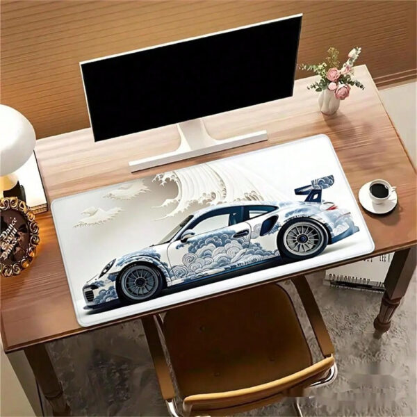 Tapis de souris de voiture de course à vague océanique - Grand tapis de bureau de jeu avec base en caoutchouc antidérapante, 35,4 x 15,7 pouces - Parfait pour les e-sports et l'utilisation au bureau Grand tapis de souris de jeu Grand tapis de souris pour bureau – Image 15