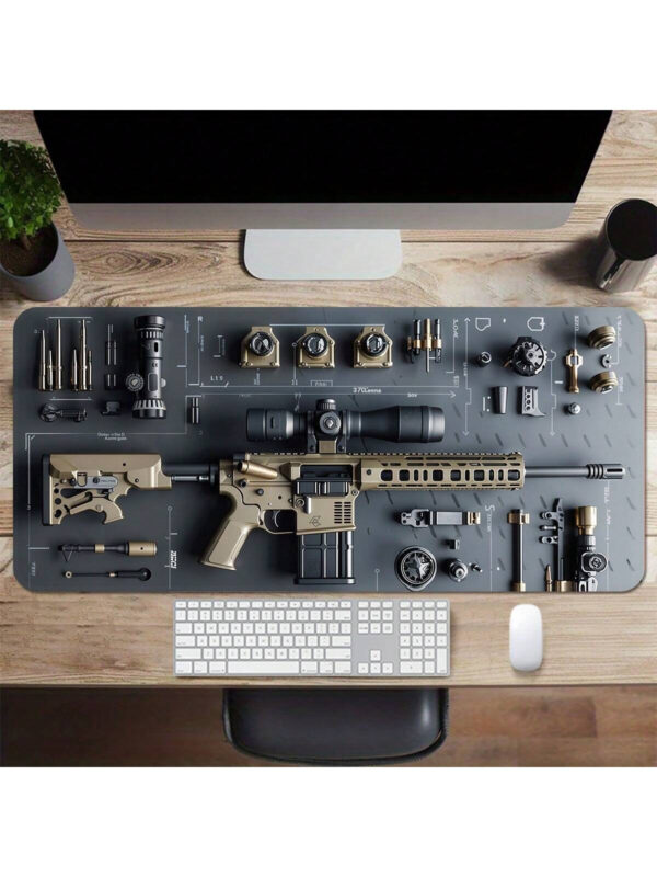 1 pièce Tapis de souris grand format en forme de pistolet, accessoire de bureau, avec bords cousus, base en caoutchouc antidérapante. Tapis de souris XL de 35,4 x 15,7 pouces pour la maison, le bureau, idéal en cadeau pour les amis – Image 11