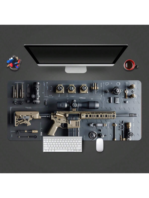 1 pièce Tapis de souris grand format en forme de pistolet, accessoire de bureau, avec bords cousus, base en caoutchouc antidérapante. Tapis de souris XL de 35,4 x 15,7 pouces pour la maison, le bureau, idéal en cadeau pour les amis – Image 12