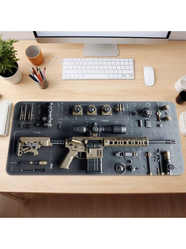 1 pièce Tapis de souris grand format en forme de pistolet, accessoire de bureau, avec bords cousus, base en caoutchouc antidérapante. Tapis de souris XL de 35,4 x 15,7 pouces pour la maison, le bureau, idéal en cadeau pour les amis – Image 13