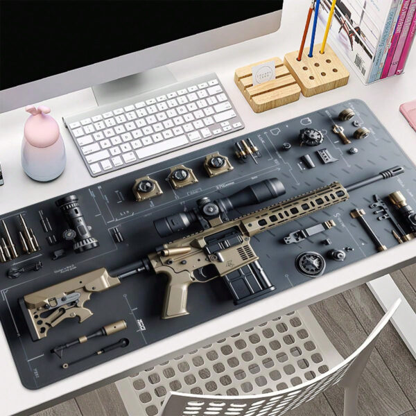 1 pièce Tapis de souris grand format en forme de pistolet, accessoire de bureau, avec bords cousus, base en caoutchouc antidérapante. Tapis de souris XL de 35,4 x 15,7 pouces pour la maison, le bureau, idéal en cadeau pour les amis – Image 23