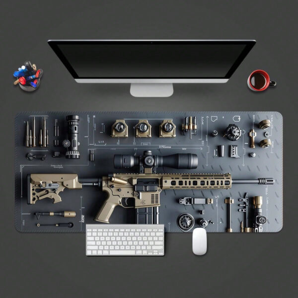 1 pièce Tapis de souris grand format en forme de pistolet, accessoire de bureau, avec bords cousus, base en caoutchouc antidérapante. Tapis de souris XL de 35,4 x 15,7 pouces pour la maison, le bureau, idéal en cadeau pour les amis – Image 25