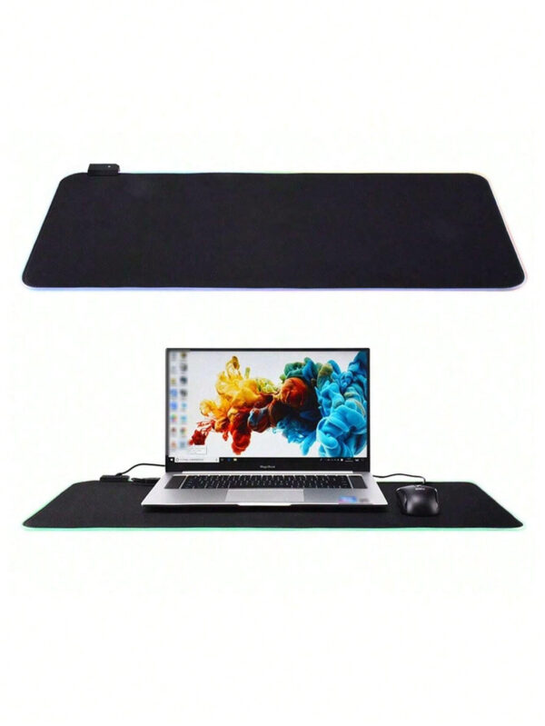 1 pièce Tapis de souris noir pur extra-large coloré RVB lumineux 80cmx30cmx0,3cm pour bureau/Tapis de souris de jeu RVB 30cmX25cm avec lumières et surface imperméable, bords durables, adapté pour bureau d'ordinateur, bureau d'écriture et d'étude, tapis de bureau LED – Image 22