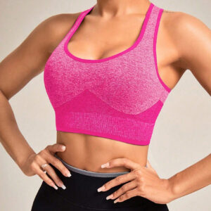 SHEIN Sport Studio Débardeur court de sport élastique sans couture, Top ajusté de fitness