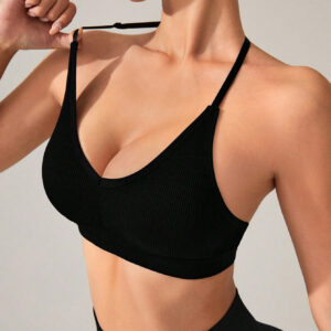 SHEIN Sport Studio Soutien-gorge De Sport Licou Noir Pour Femmes