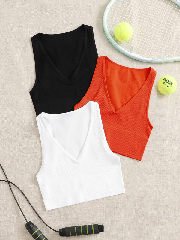 SHEIN Sport Studio Débardeur de sport ajusté côtelé doux et sans couture pour le Nouvel An chinois – Image 2
