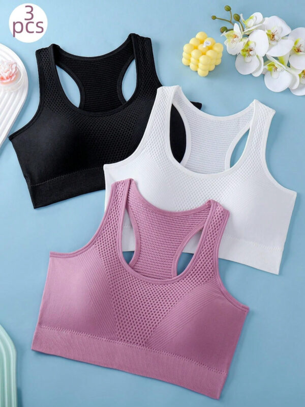 3 pièces/Set Soutiens-gorge de sport pour femmes pour le yoga, le fitness, la course, dos fin, peut être porté seul ou enroulé autour de la poitrine, lingerie – Image 2