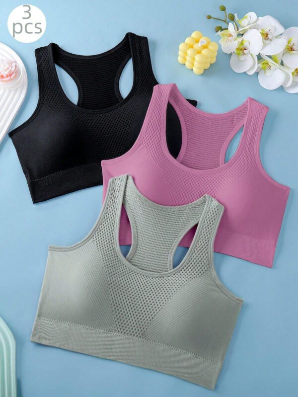 3 pièces/Set Soutiens-gorge de sport pour femmes pour le yoga, le fitness, la course, dos fin, peut être porté seul ou enroulé autour de la poitrine, lingerie – Image 3