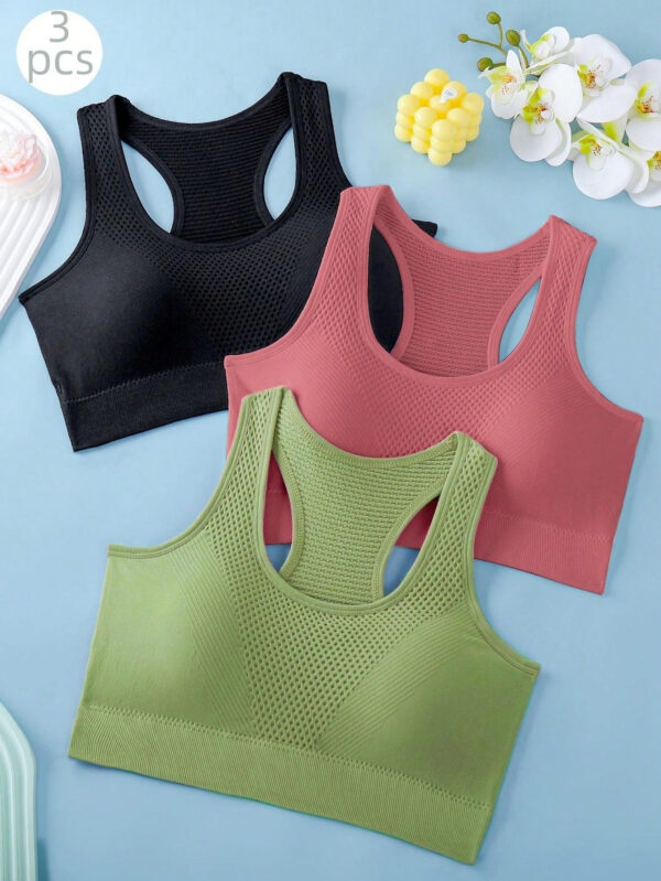 3 pièces/Set Soutiens-gorge de sport pour femmes pour le yoga, le fitness, la course, dos fin, peut être porté seul ou enroulé autour de la poitrine, lingerie – Image 4
