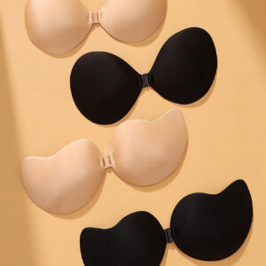 Brassière adhésive de ton de peau noir pour femme, soutien-gorge push-up réutilisable, soutien-gorge sans dos invisible pour toutes les saisons