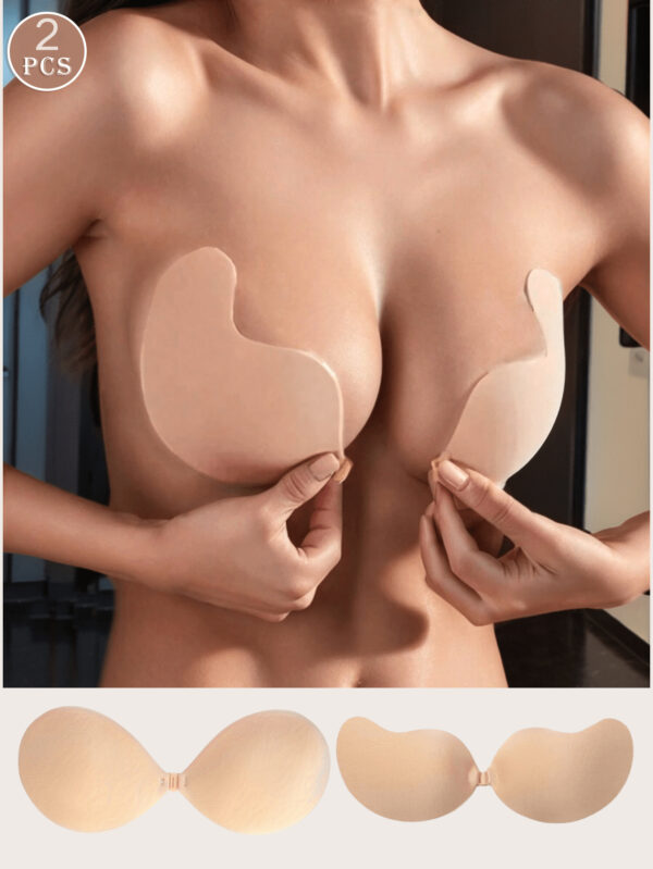 Brassière adhésive de ton de peau noir pour femme, soutien-gorge push-up réutilisable, soutien-gorge sans dos invisible pour toutes les saisons – Image 13