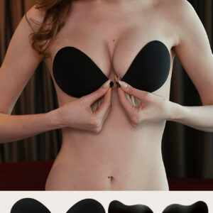 Brassière adhésive de ton de peau noir pour femme, soutien-gorge push-up réutilisable, soutien-gorge sans dos invisible pour toutes les saisons